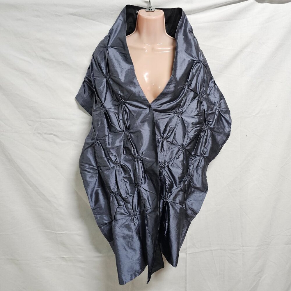 Richard K Tsao Ruched Satin Stole Gray Wrap - Picture 2 of 10